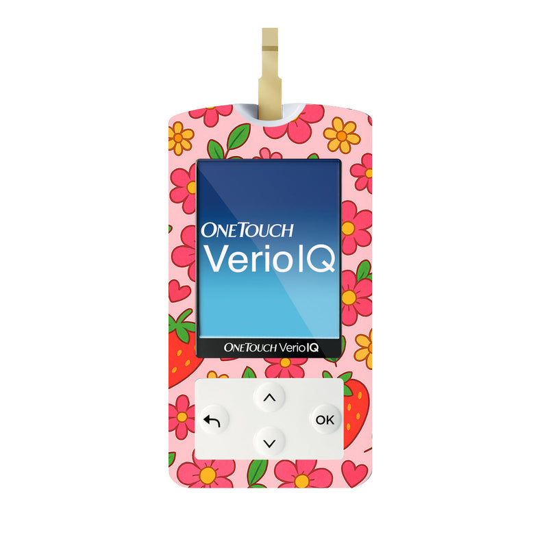 Strawberry Garden OneTouch Verio IQ Glucometer Sticker - Pump Peelz Strawberry Garden OneTouch Verio IQ Glucometer Sticker - Pump Peelz
