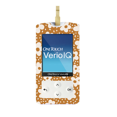 Caramel Daisies OneTouch Verio IQ Glucometer Sticker - Pump Peelz Caramel Daisies OneTouch Verio IQ Glucometer Sticker - Pump Peelz
