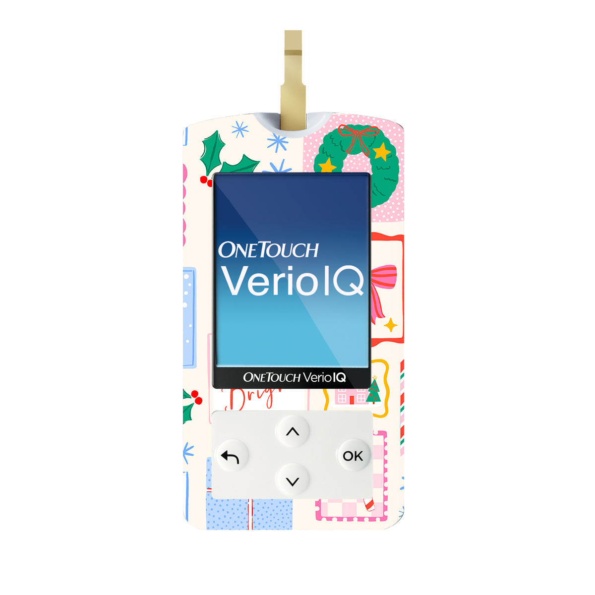 Holiday Greetings OneTouch Verio IQ Glucometer Sticker - Pump Peelz Holiday Greetings OneTouch Verio IQ Glucometer Sticker - Pump Peelz