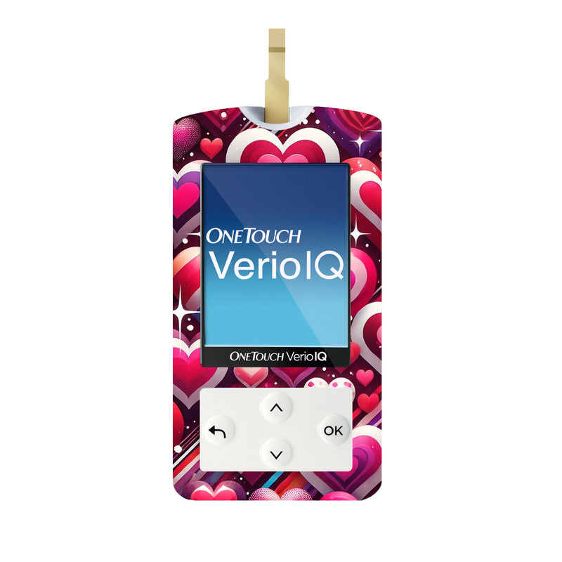 Sparkly Hearts for OneTouch Verio IQ Glucometer Sparkly Hearts for OneTouch Verio IQ Glucometer