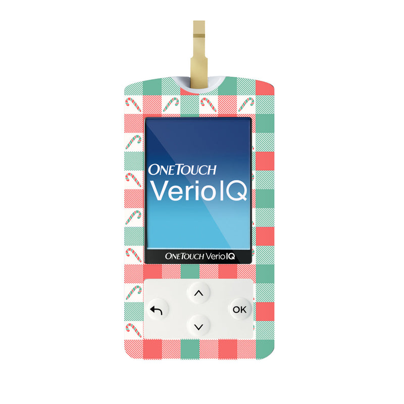 Peppermint Plaid OneTouch Verio IQ Glucometer Sticker - Pump Peelz Peppermint Plaid OneTouch Verio IQ Glucometer Sticker - Pump Peelz