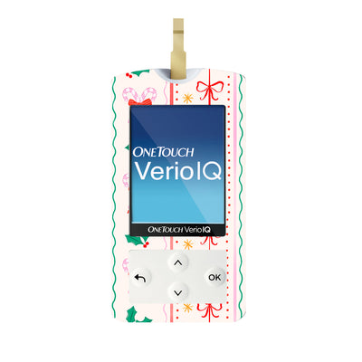 Holly Jolly Ribbon OneTouch Verio IQ Glucometer Sticker - Pump Peelz Holly Jolly Ribbon OneTouch Verio IQ Glucometer Sticker - Pump Peelz