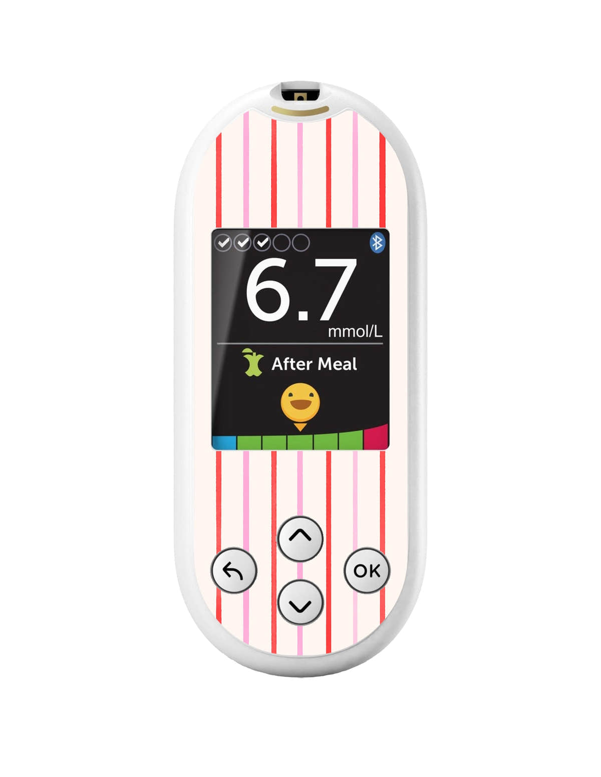 Peppermint Stripes OneTouch Verio Reflect Glucometer - Pump Peelz Peppermint Stripes OneTouch Verio Reflect Glucometer - Pump Peelz