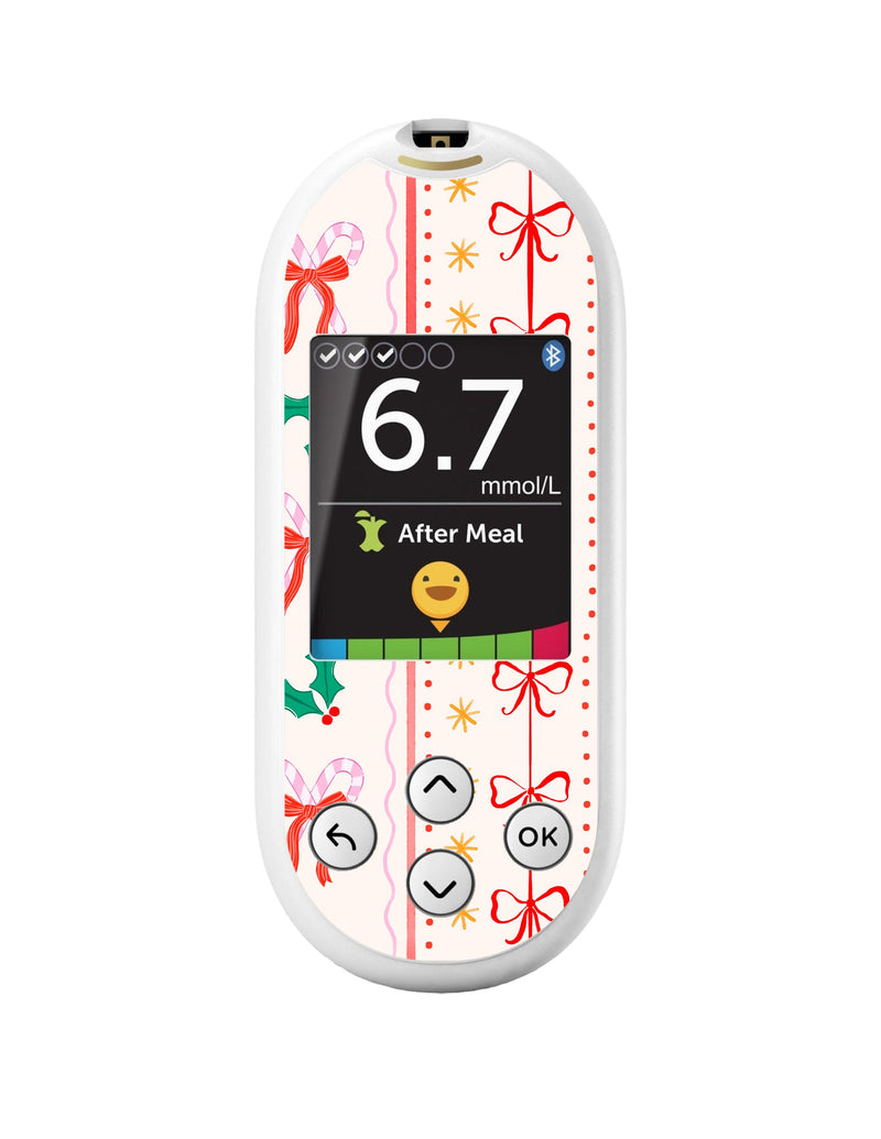 Holly Jolly Ribbon OneTouch Verio Reflect Glucometer - Pump Peelz Holly Jolly Ribbon OneTouch Verio Reflect Glucometer - Pump Peelz