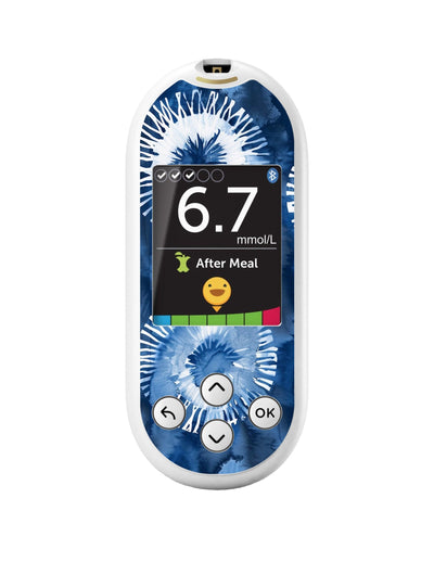 Monochrome Blue Tie Dye for OneTouch Verio Reflect Glucometer Monochrome Blue Tie Dye for OneTouch Verio Reflect Glucometer