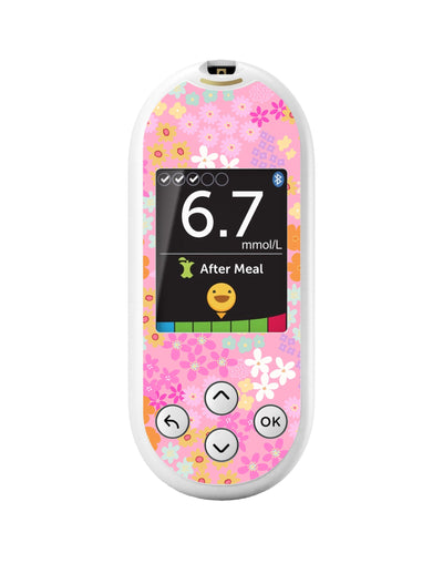 Pink Petals OneTouch Verio Reflect Glucometer - Pump Peelz Pink Petals OneTouch Verio Reflect Glucometer - Pump Peelz