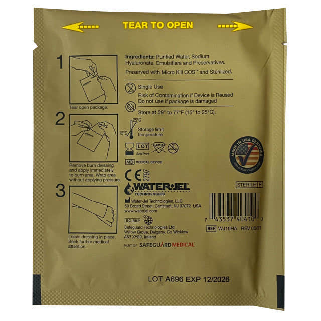 Water Jel Military Sterile Burn Dressing, HA - 4" x 4" (60 Dressings/Case) Water Jel Military Sterile Burn Dressing, HA - 4" x 4" (60 Dressings/Case)