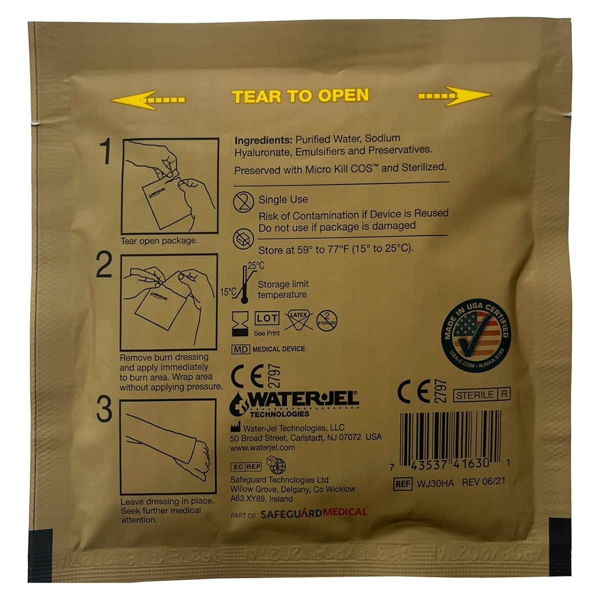 Water Jel Military Sterile Burn Dressing, HA - 4" x 16" (28 Dressings/Case) Water Jel Military Sterile Burn Dressing, HA - 4" x 16" (28 Dressings/Case)