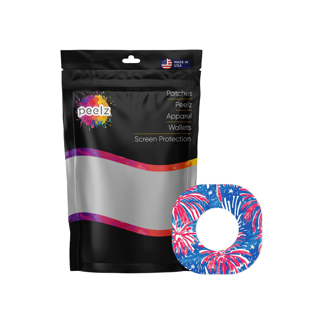 Watercolor Fireworks Dexcom G7 and Stelo Patch Tape - Pump Peelz Watercolor Fireworks Dexcom G7 and Stelo Patch Tape - Pump Peelz