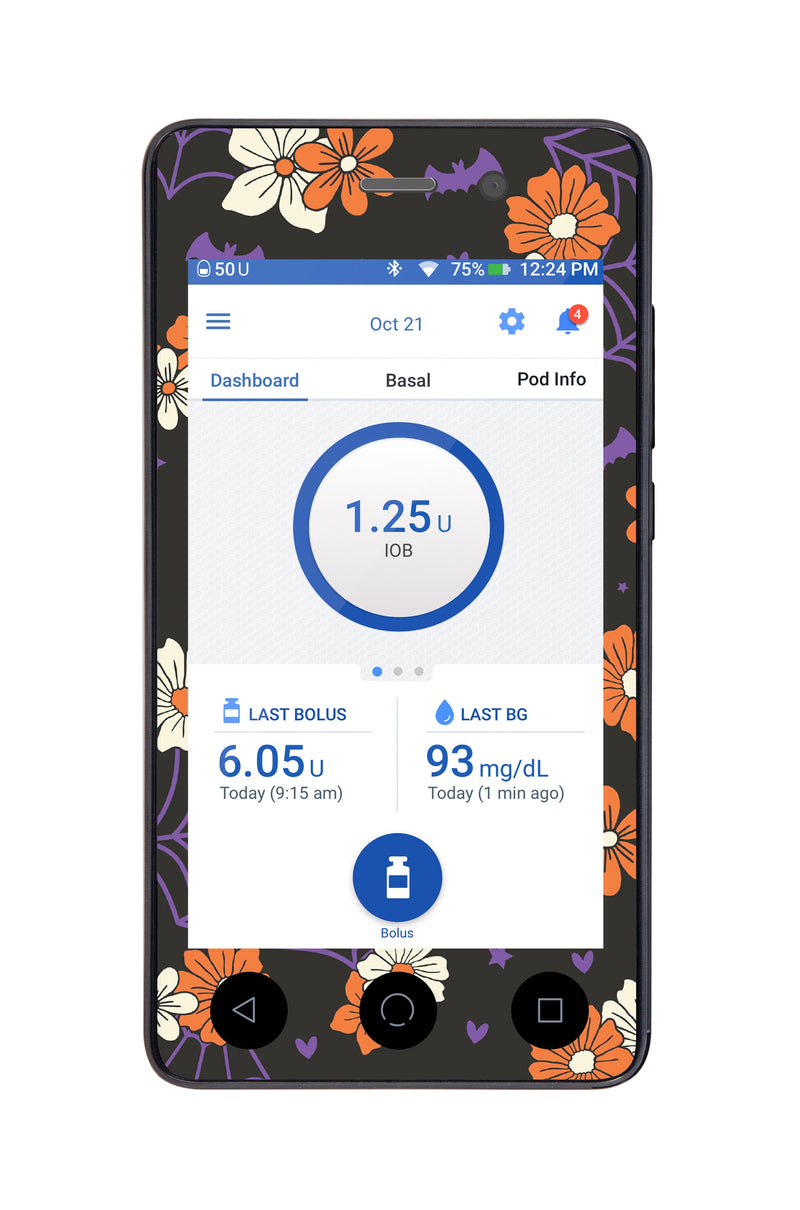 Webbed Flowers Sticker for Omnipod DASH® PDM – Pump Peelz Webbed Flowers Sticker for Omnipod DASH® PDM – Pump Peelz