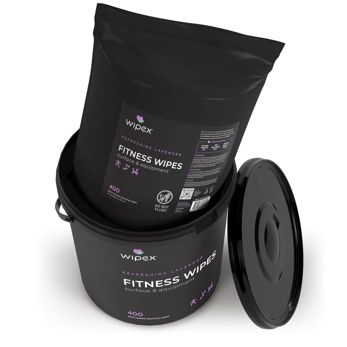 Wipex Natural Gym Wipes Starter Bundle | Dispenser Bucket with Refill | Plant-Based Wipes for Fitness Equipment Wipex Natural Gym Wipes Starter Bundle | Dispenser Bucket with Refill | Plant-Based Wipes for Fitness Equipment