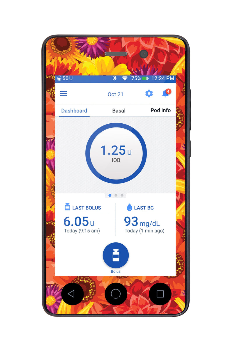 Zinnia Harvest Sticker for Omnipod DASH® PDM – Pump Peelz Zinnia Harvest Sticker for Omnipod DASH® PDM – Pump Peelz