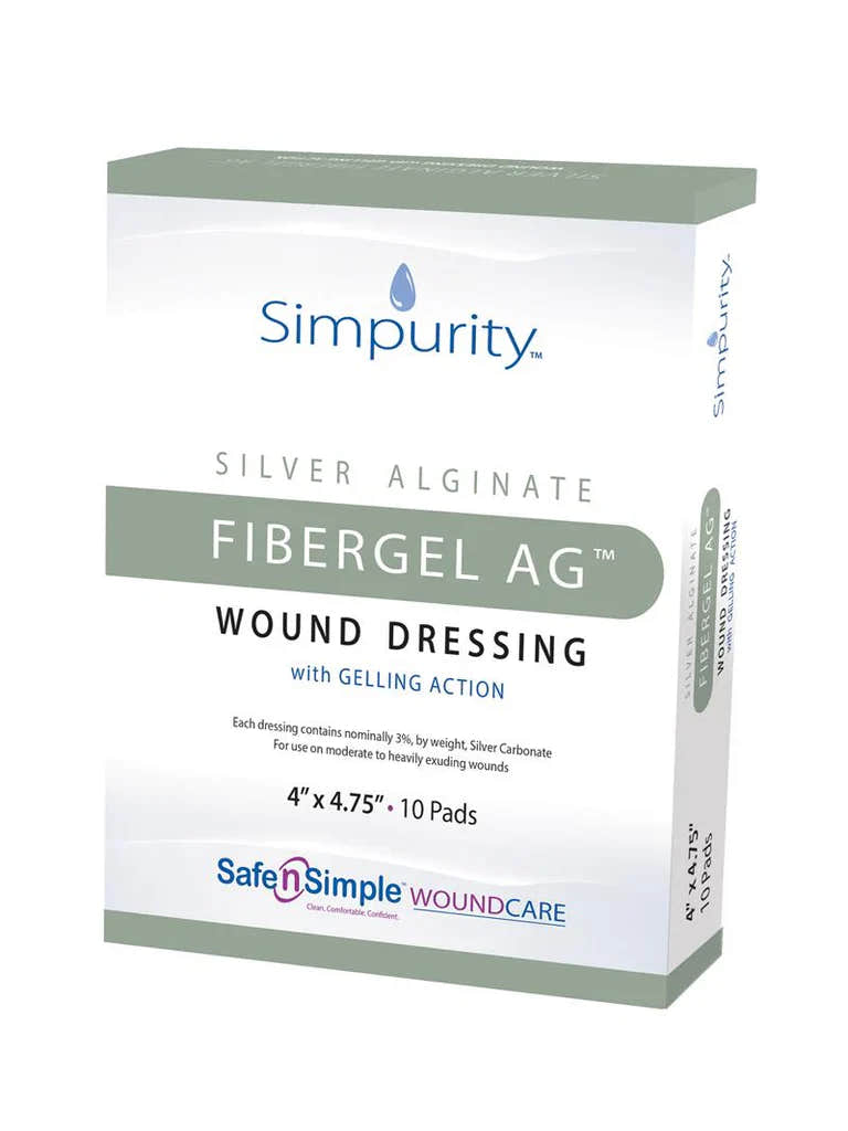 Safe N Simple Simpurity Silver Alginate Fibergel AG Wound Dressing (100 Count) Safe N Simple Simpurity Silver Alginate Fibergel AG Wound Dressing (100 Count)