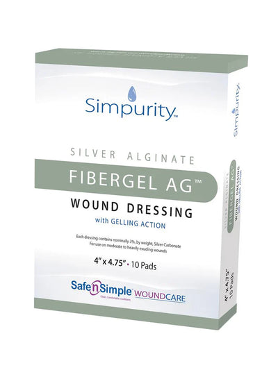 Safe N Simple Simpurity Silver Alginate Fibergel AG Wound Dressing (100 Count) Safe N Simple Simpurity Silver Alginate Fibergel AG Wound Dressing (100 Count)