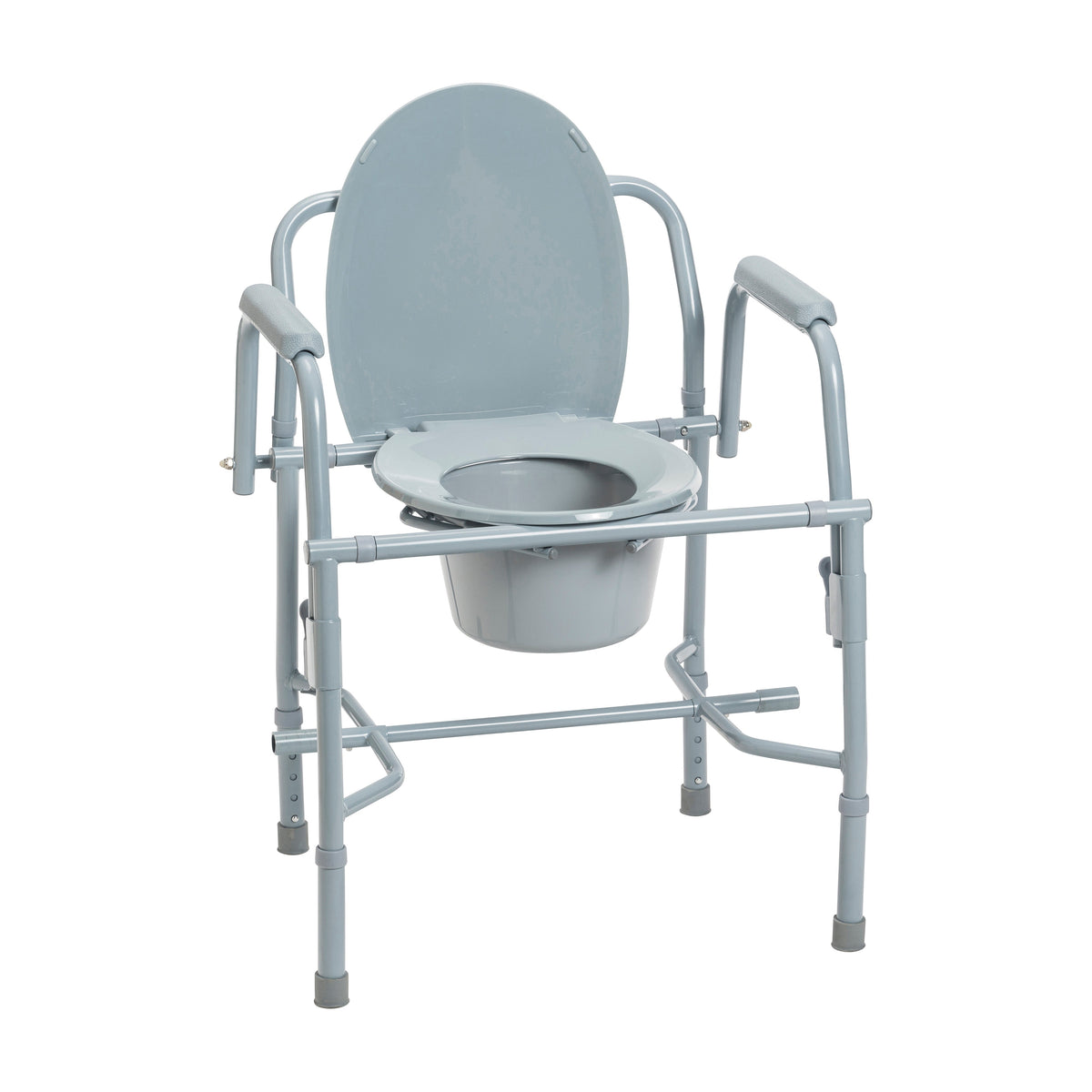 Steel Drop Arm Bedside Commode with Padded Arms Steel Drop Arm Bedside Commode with Padded Arms