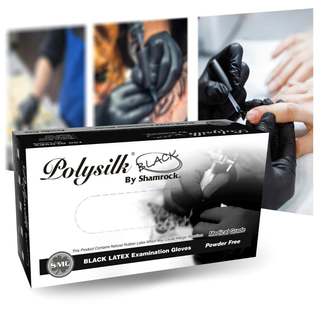 Polysilk by Shamrock Black Latex Gloves - Exam Grade, Powder Free (4 Mil), 1,000 Gloves - BOGO 20% OFF Polysilk by Shamrock Black Latex Gloves - Exam Grade, Powder Free (4 Mil), 1,000 Gloves - BOGO 20% OFF