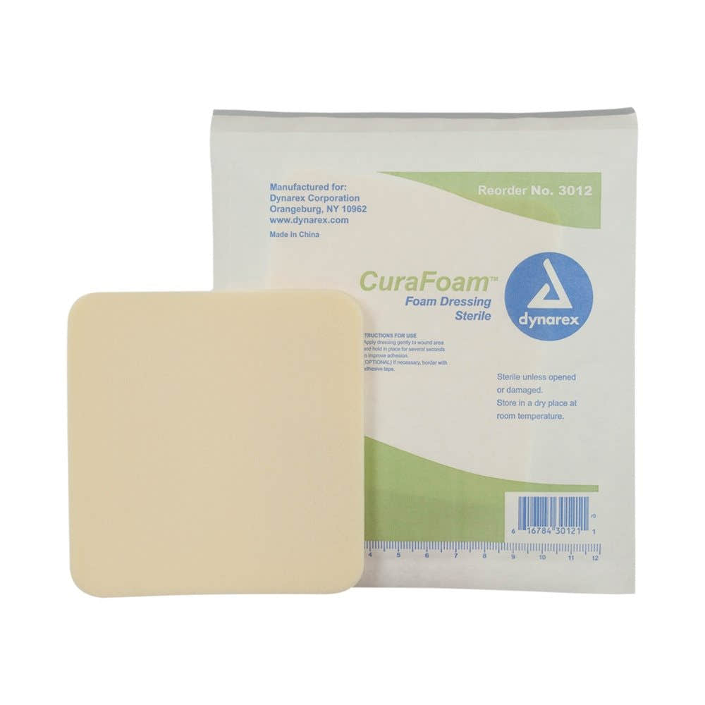 Dynarex CuraFoam - Foam Dressing, 10ea/bx, 12bxs/cs (120 Count) Dynarex CuraFoam - Foam Dressing, 10ea/bx, 12bxs/cs (120 Count)