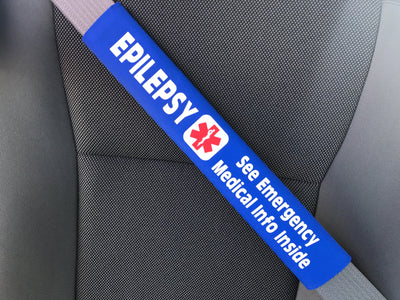 Epilepsy - Medical Alert Seat Belt Cover - Inside Pocket - Medical Info Sheet Epilepsy - Medical Alert Seat Belt Cover - Inside Pocket - Medical Info Sheet
