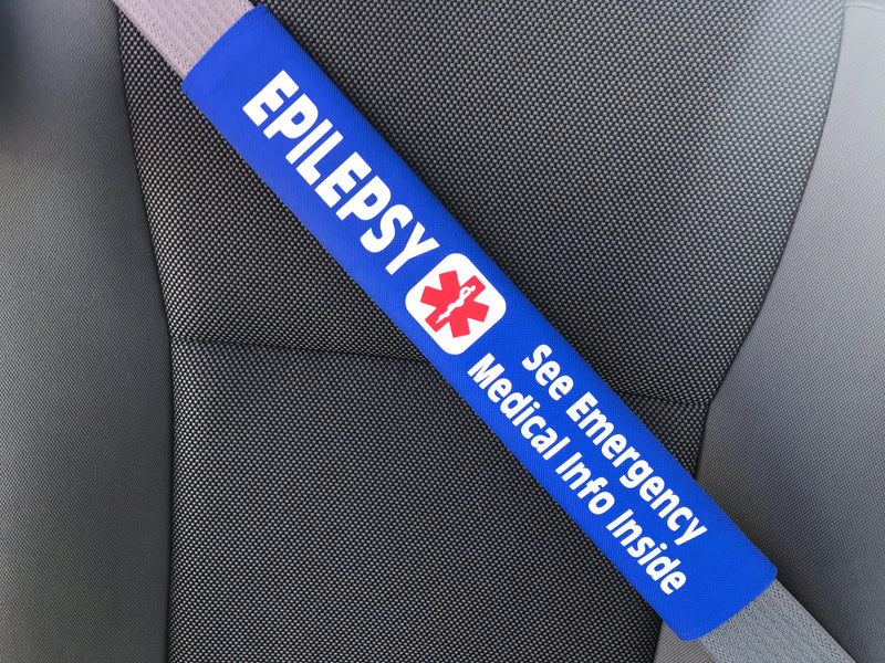 Epilepsy - Medical Alert Seat Belt Cover - Inside Pocket - Medical Info Sheet Epilepsy - Medical Alert Seat Belt Cover - Inside Pocket - Medical Info Sheet