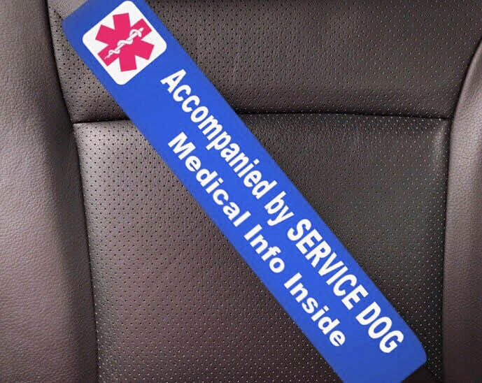 Service Dog Seat Belt Cover - Window Decal Set Medical Alert - Royal Blue Service Dog Seat Belt Cover - Window Decal Set Medical Alert - Royal Blue