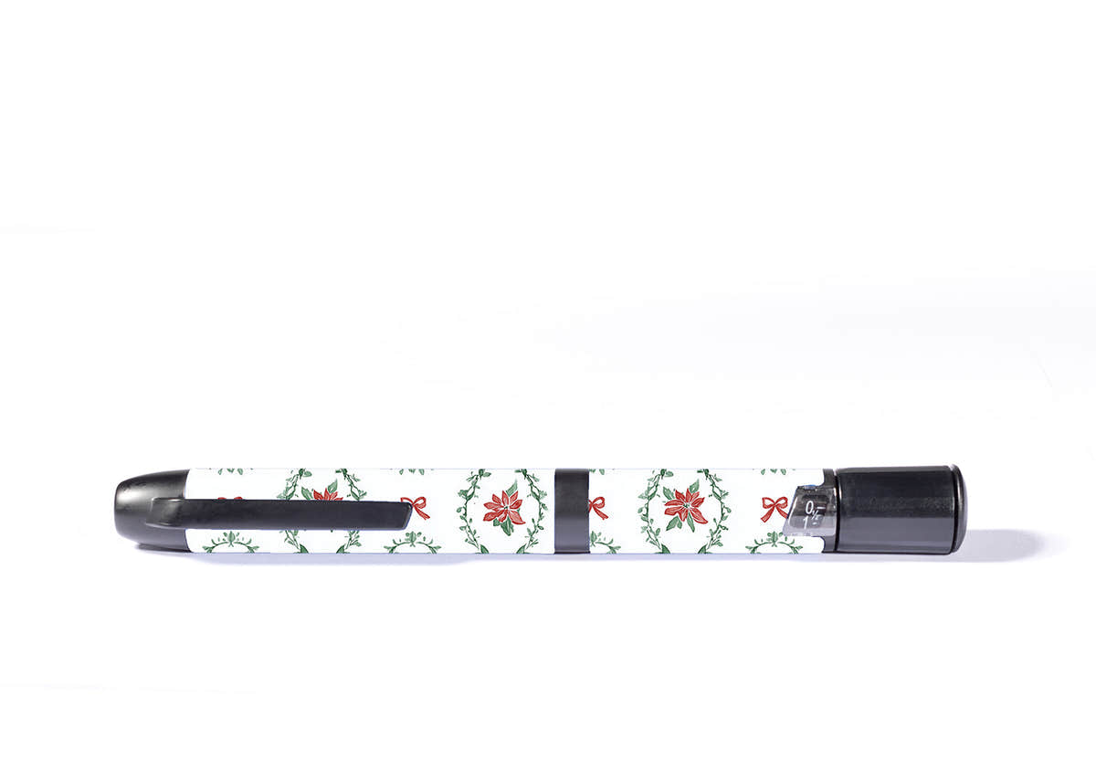 Poinsettia Parade InPen - Smart Insulin Pen Sticker - Pump Peelz Poinsettia Parade InPen - Smart Insulin Pen Sticker - Pump Peelz