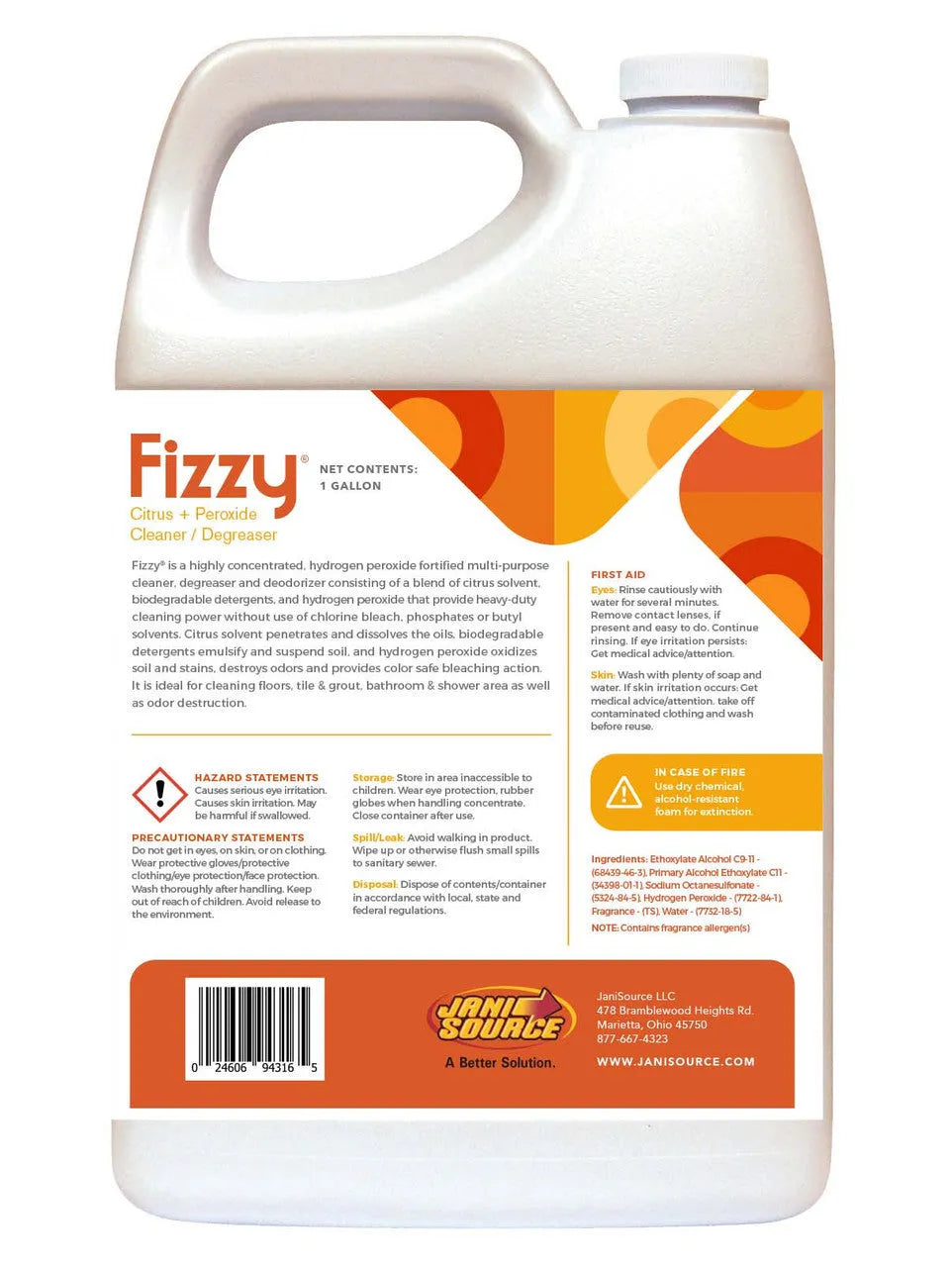 Fizzy Peroxide Citrus Powered Cleaner Degreaser 1:64, 1 Gallon Fizzy Peroxide Citrus Powered Cleaner Degreaser 1:64, 1 Gallon