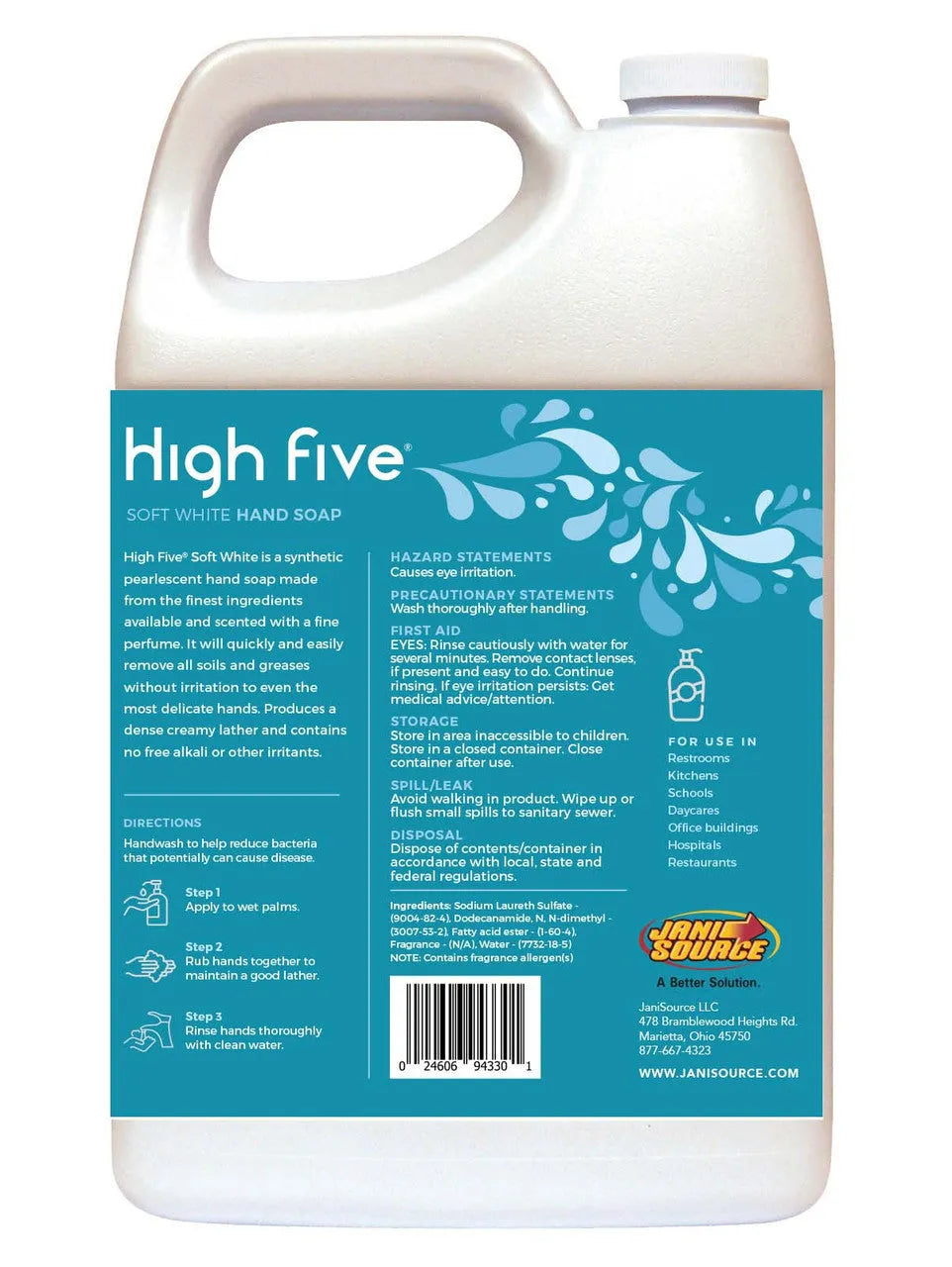 HighFive Soft White Premium Lotion Hand Soap, 1 Gallon HighFive Soft White Premium Lotion Hand Soap, 1 Gallon