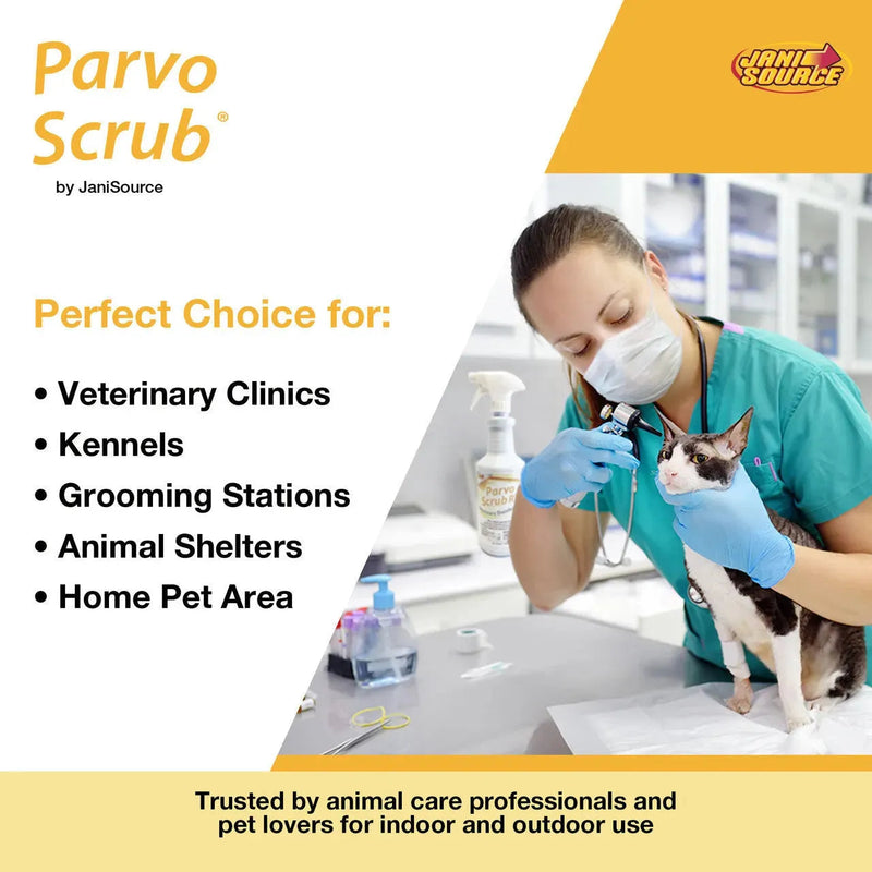 ParvoScrub II – EPA-Registered Super Concentrate Disinfectant for Kennels & Veterinary Use (1 Gal) ParvoScrub II – EPA-Registered Super Concentrate Disinfectant for Kennels & Veterinary Use (1 Gal)