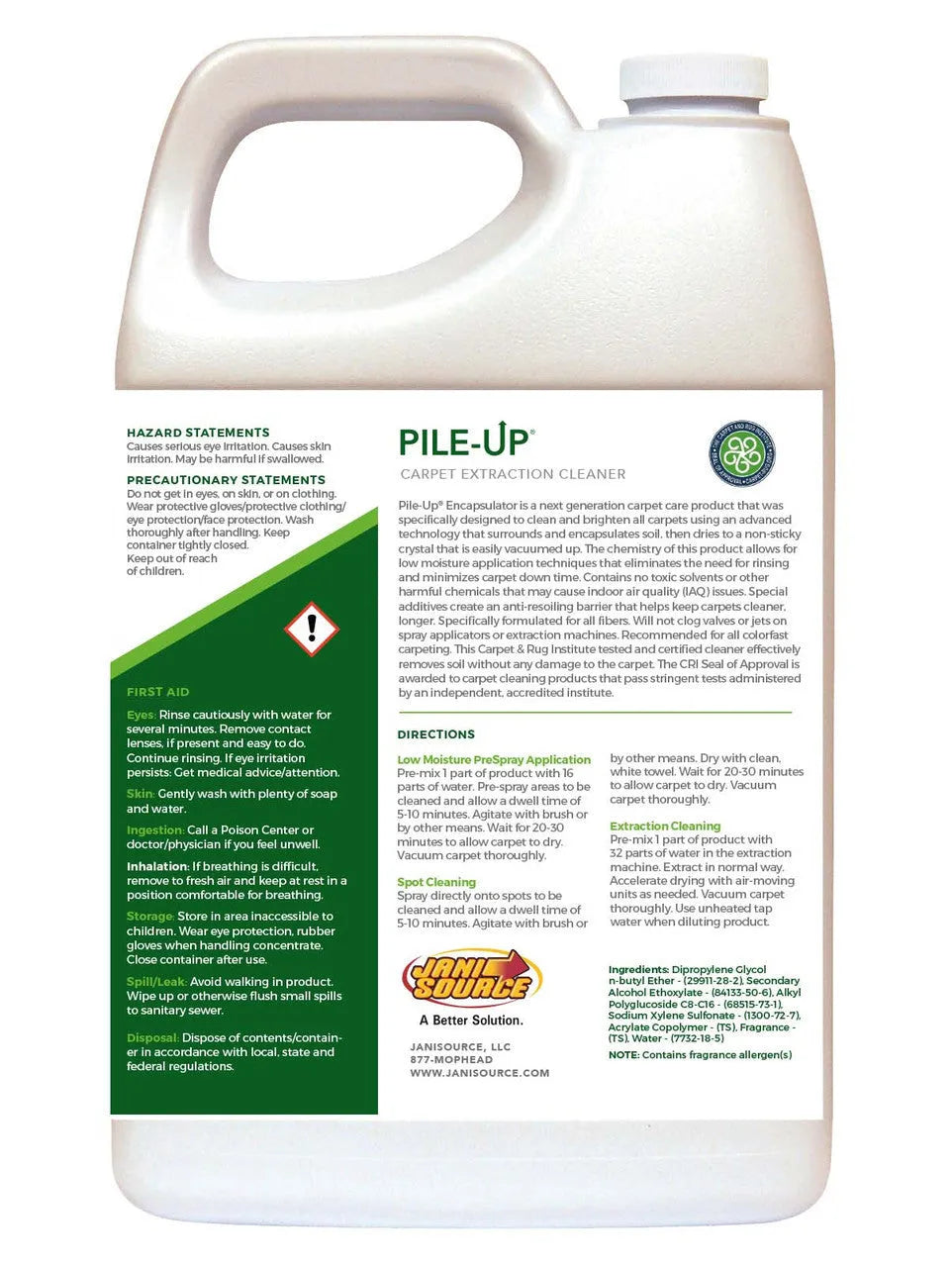 PileUP Eco Encapsulating Carpet Cleaner Concentrate - 1 Gallon (Each) PileUP Eco Encapsulating Carpet Cleaner Concentrate - 1 Gallon (Each)