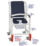 MJM International 118-3TL-SSDE-CBP-AB-10-QT-C-LSB-AT Shower Chair With Total Lock Casters, Soft Seat Deluxe Elongated, Cushion Back, Square Pail, Lap Security Bar and Anti-Tippers MJM International 118-3TL-SSDE-CBP-AB-10-QT-C-LSB-AT Shower Chair With Total Lock Casters, Soft Seat Deluxe Elongated, Cushion Back, Square Pail, Lap Security Bar and Anti-Tippers