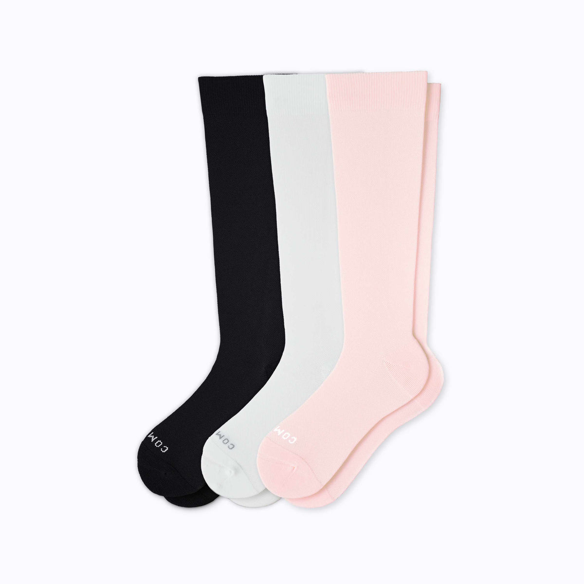Knee-High Compression Socks - 3 Pack Solids Black/Rose/White Knee-High Compression Socks - 3 Pack Solids Black/Rose/White