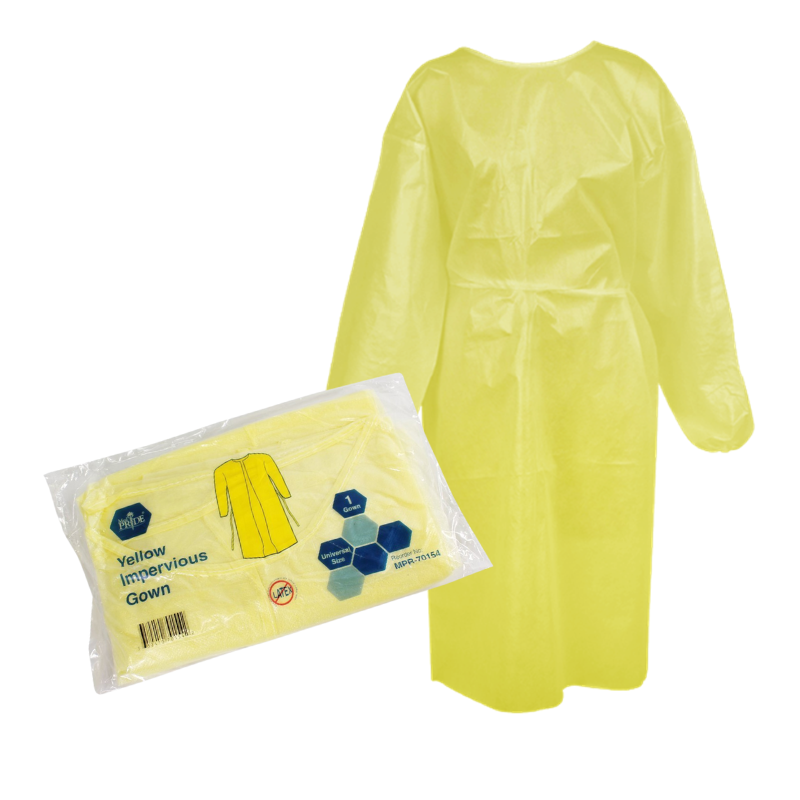 MedPride Yellow Impervious Gown, Cuffed, Universal Size, Individually Packed, Case of 50 MedPride Yellow Impervious Gown, Cuffed, Universal Size, Individually Packed, Case of 50
