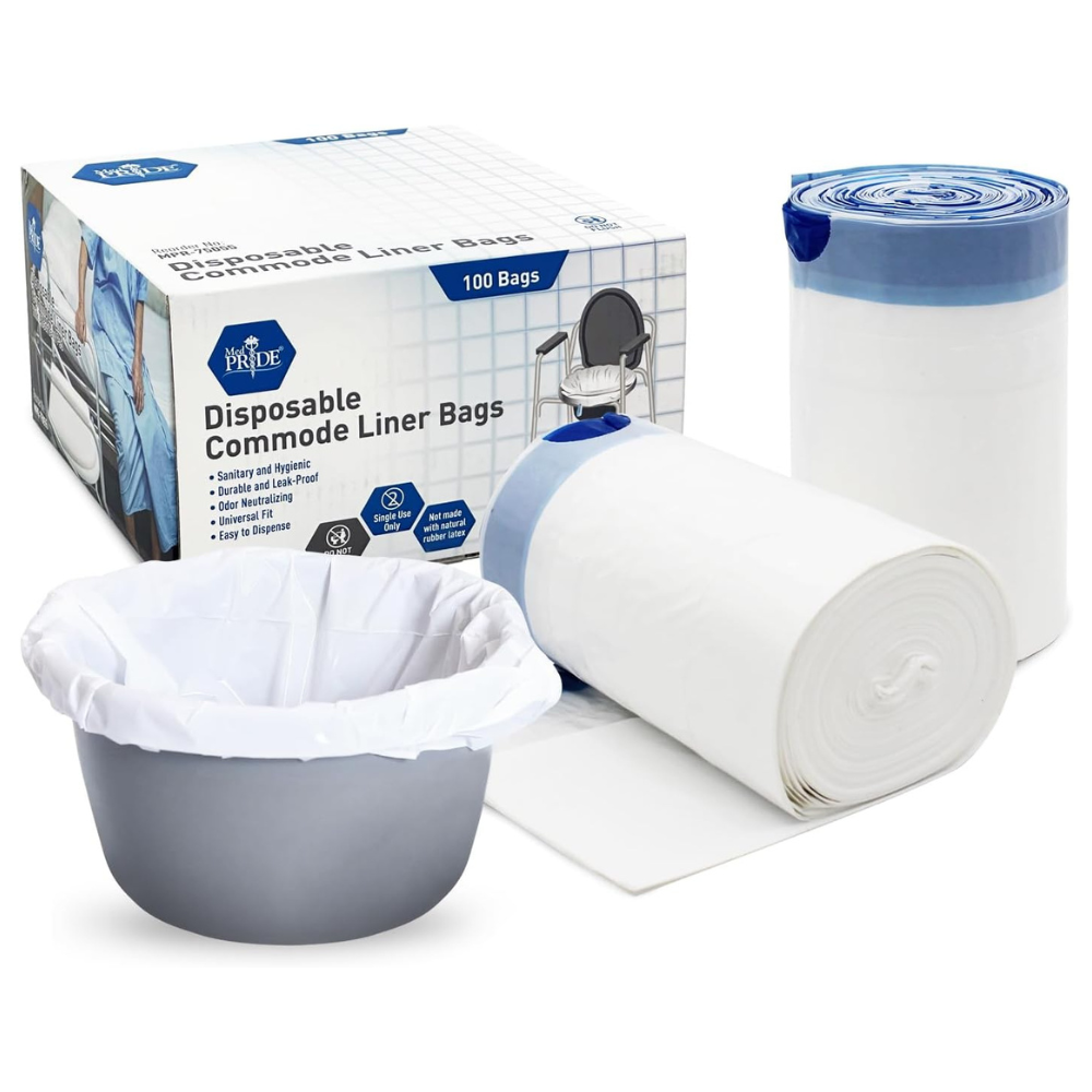MedPride Disposable Commode Liner Bags, Universal Size, White 100 bags / Case of 6 (600 count) MedPride Disposable Commode Liner Bags, Universal Size, White 100 bags / Case of 6 (600 count)