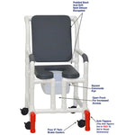 MJM International 118-3TW-SSDE-CBP-PI-OF-SQ-PAIL-AT Shower Chair With Soft Seat Deluxe Elongated, Cushion Back, Open Front, Square Pail And Anti-Tippers MJM International 118-3TW-SSDE-CBP-PI-OF-SQ-PAIL-AT Shower Chair With Soft Seat Deluxe Elongated, Cushion Back, Open Front, Square Pail And Anti-Tippers
