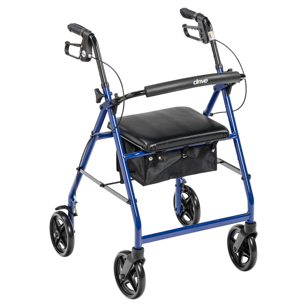 Drive Medical Aluminum Rollator Rolling Walker with Fold Up and Removable Back Support and Padded Seat, Blue Drive Medical Aluminum Rollator Rolling Walker with Fold Up and Removable Back Support and Padded Seat, Blue