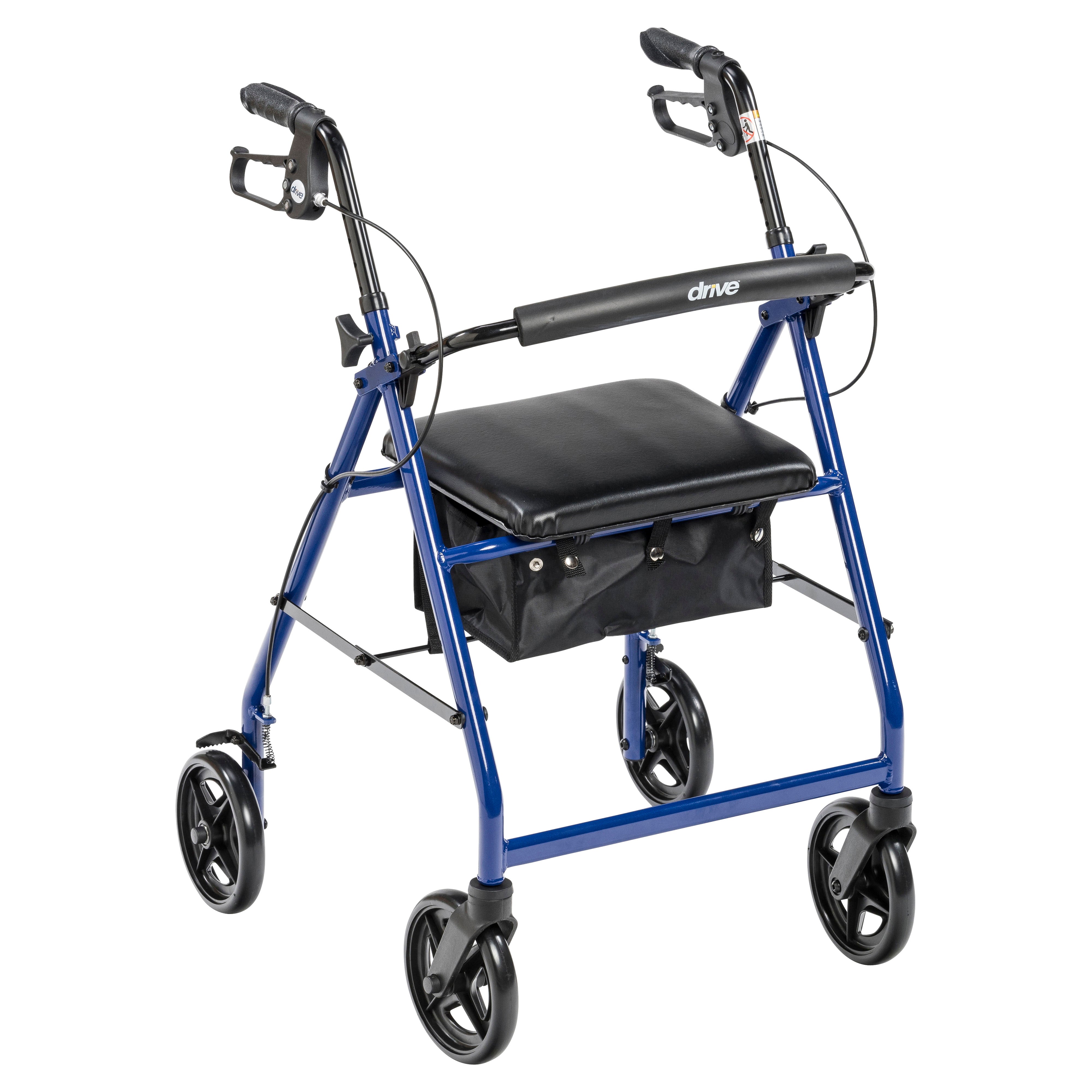 Drive Medical Aluminum Rollator Rolling Walker with Fold Up and Removable Back Support and Padded Seat, Blue Drive Medical Aluminum Rollator Rolling Walker with Fold Up and Removable Back Support and Padded Seat, Blue
