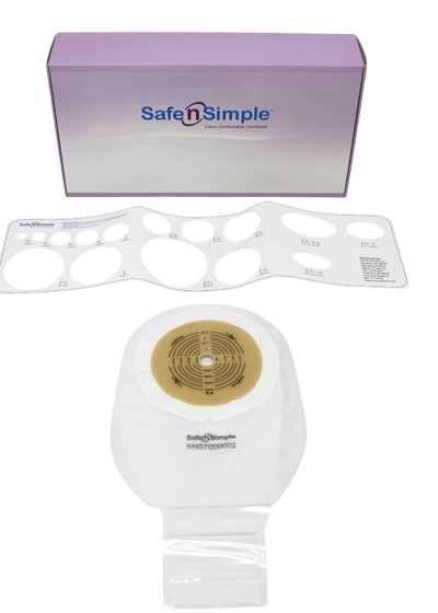 Safe N Simple 12" Drainable One Piece Pouch Standard Wear Cut to Fit Transparent with Tape Collar and velcro closure (80 Count) Safe N Simple 12" Drainable One Piece Pouch Standard Wear Cut to Fit Transparent with Tape Collar and velcro closure (80 Count)