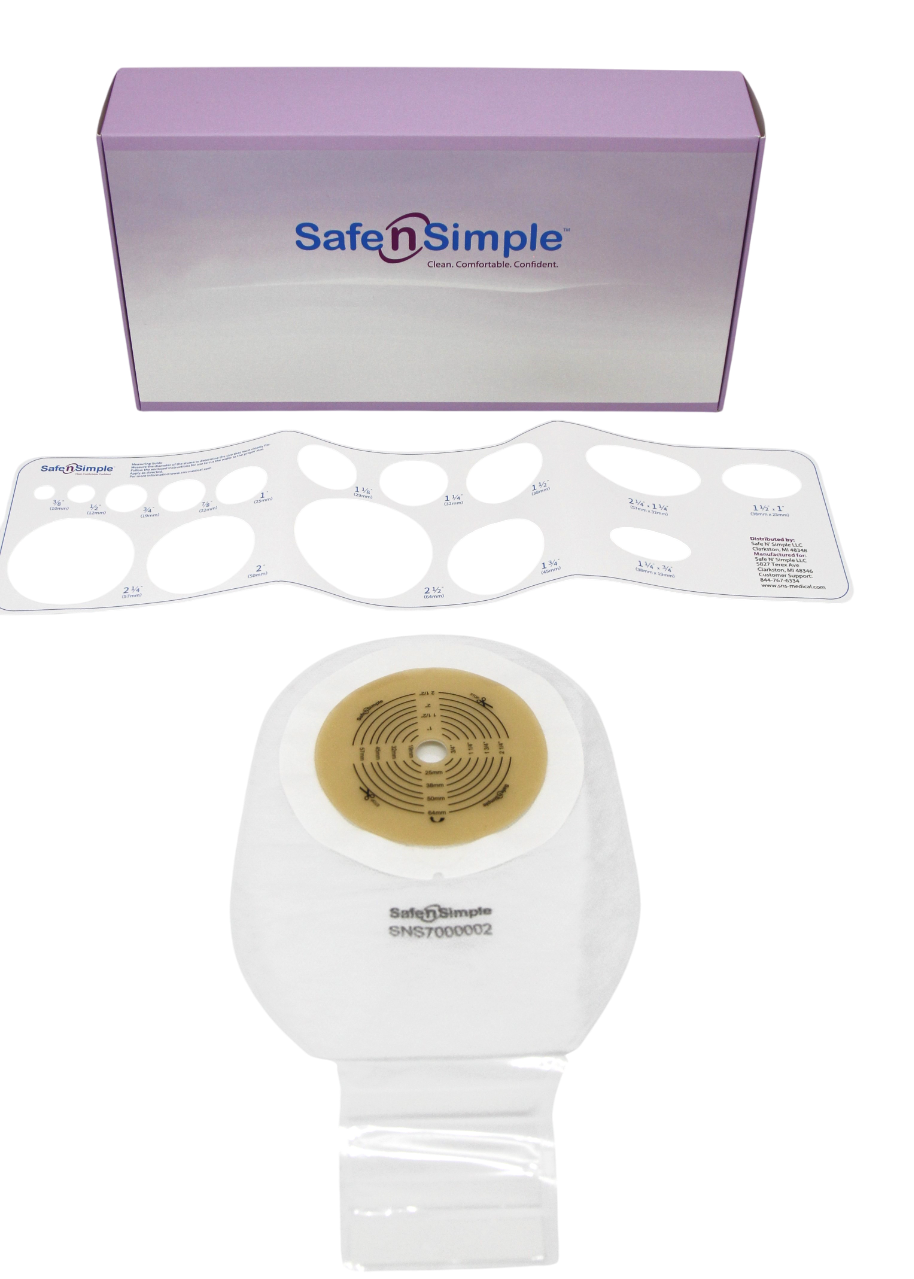 Safe N Simple 12" Drainable One Piece Pouch Standard Wear Cut to Fit Transparent with Tape Collar and velcro closure (80 Count) Safe N Simple 12" Drainable One Piece Pouch Standard Wear Cut to Fit Transparent with Tape Collar and velcro closure (80 Count)