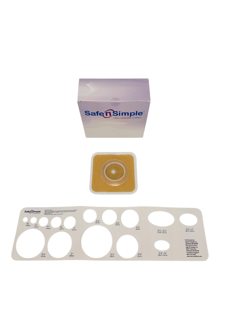 Safe N Simple 2-Piece Wafer Standard Wear Solid Hydrocolloid 45mm 1 3/4" Flange Cut to Fit (80 Count) Safe N Simple 2-Piece Wafer Standard Wear Solid Hydrocolloid 45mm 1 3/4" Flange Cut to Fit (80 Count)