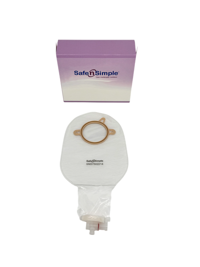Safe N Simple 9" Urostomy 2-Piece Pouch Transparent, Flange with Valve and Belt Tabs (80 Count) Safe N Simple 9" Urostomy 2-Piece Pouch Transparent, Flange with Valve and Belt Tabs (80 Count)