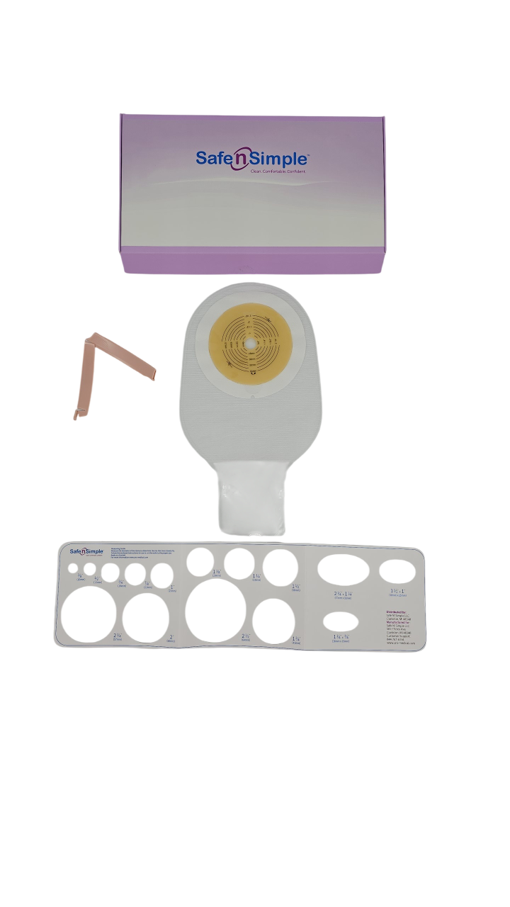 Safe N Simple 12" Drainable One Piece Pouch Standard Wear Cut-to-Fit Transparent With Tape Collar and Standard Curved Tail Closure (80 Count) Safe N Simple 12" Drainable One Piece Pouch Standard Wear Cut-to-Fit Transparent With Tape Collar and Standard Curved Tail Closure (80 Count)