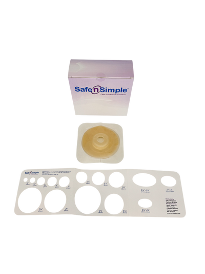 Safe N Simple 2-Piece Wafer Extended Wear Convex with Tape Collar Beige 45mm 1 3/4" Flange, Pre Cut Stoma Opening Safe N Simple 2-Piece Wafer Extended Wear Convex with Tape Collar Beige 45mm 1 3/4" Flange, Pre Cut Stoma Opening