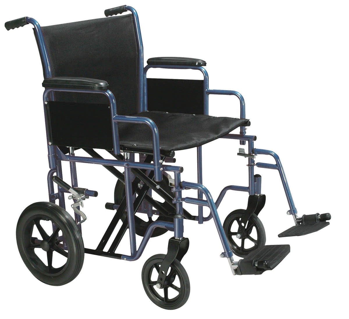 Bariatric Heavy Duty Transport Wheelchair with Swing Away Footrest, 20" Seat, Blue Bariatric Heavy Duty Transport Wheelchair with Swing Away Footrest, 20" Seat, Blue
