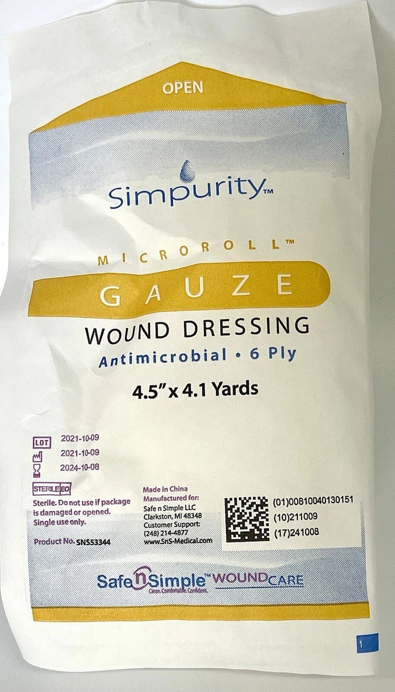 Safe N Simple Simpurity Antimicrobial Microroll Gauze Wound Dressing (100 Count) Safe N Simple Simpurity Antimicrobial Microroll Gauze Wound Dressing (100 Count)