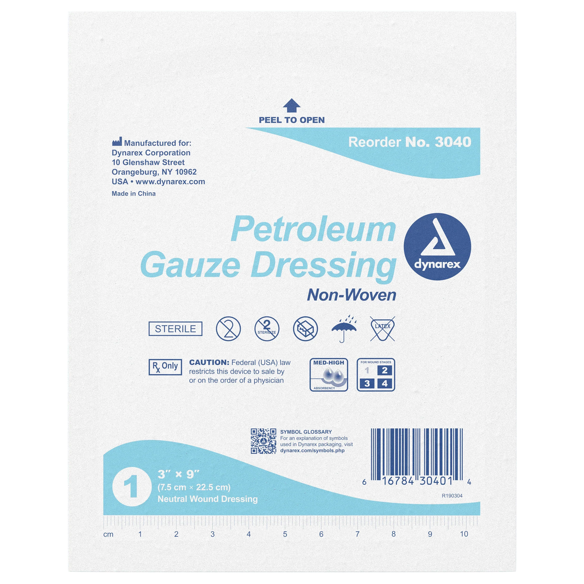 Dynarex Petroleum Gauze Dressing, 3" x 9" Dynarex Petroleum Gauze Dressing, 3" x 9"