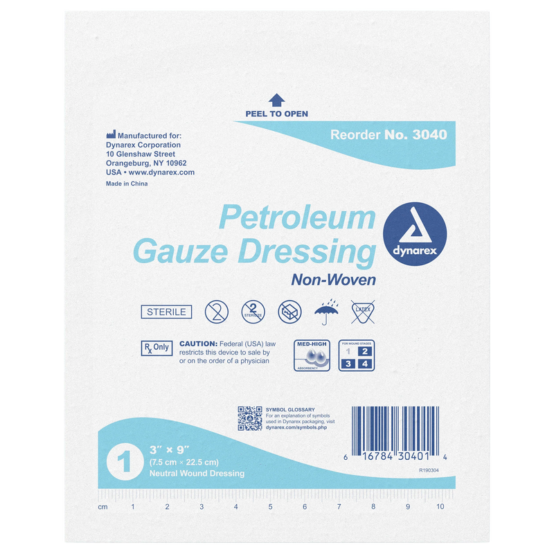 Dynarex Petroleum Gauze Dressing, 3" x 9" Dynarex Petroleum Gauze Dressing, 3" x 9"