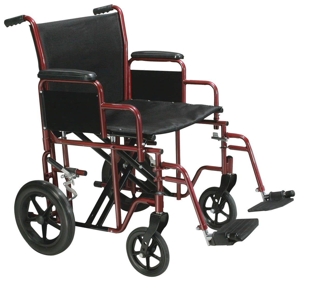 Bariatric Heavy Duty Transport Wheelchair with Swing Away Footrest, 22" Seat, Red Bariatric Heavy Duty Transport Wheelchair with Swing Away Footrest, 22" Seat, Red