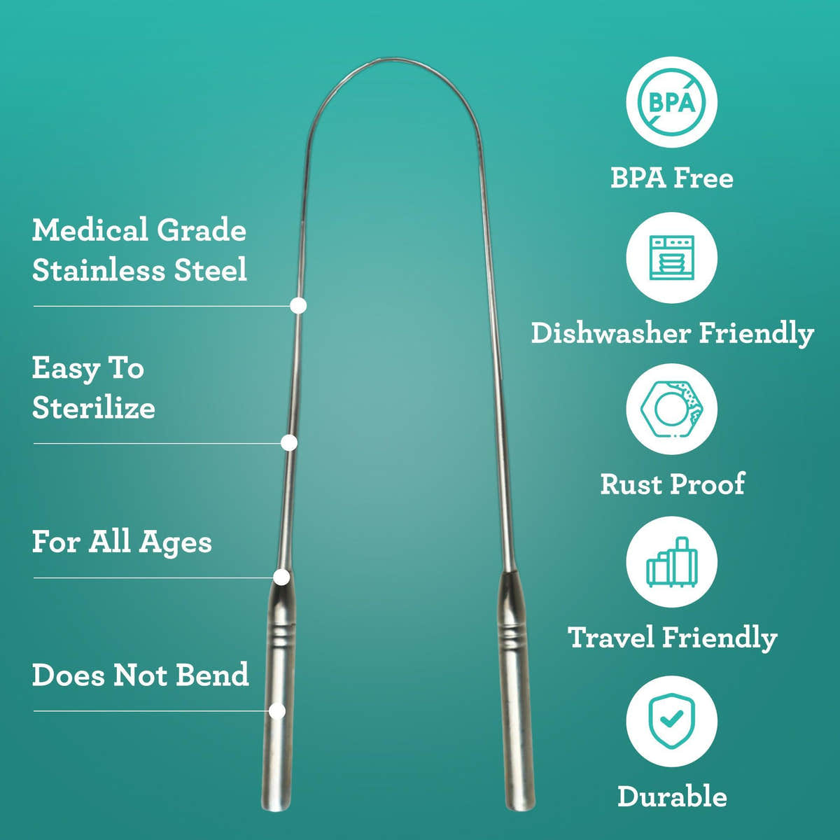 U Shaped Stainless Steel Tongue Scraper – 2 Pack U Shaped Stainless Steel Tongue Scraper – 2 Pack