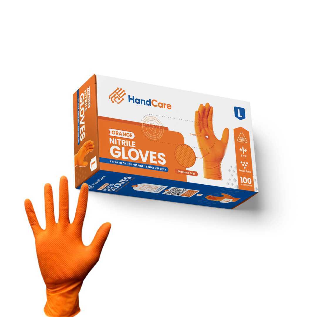 HandCare Orange Nitrile Gloves - Powder Free (8 Mil), 1,000 Gloves HandCare Orange Nitrile Gloves - Powder Free (8 Mil), 1,000 Gloves