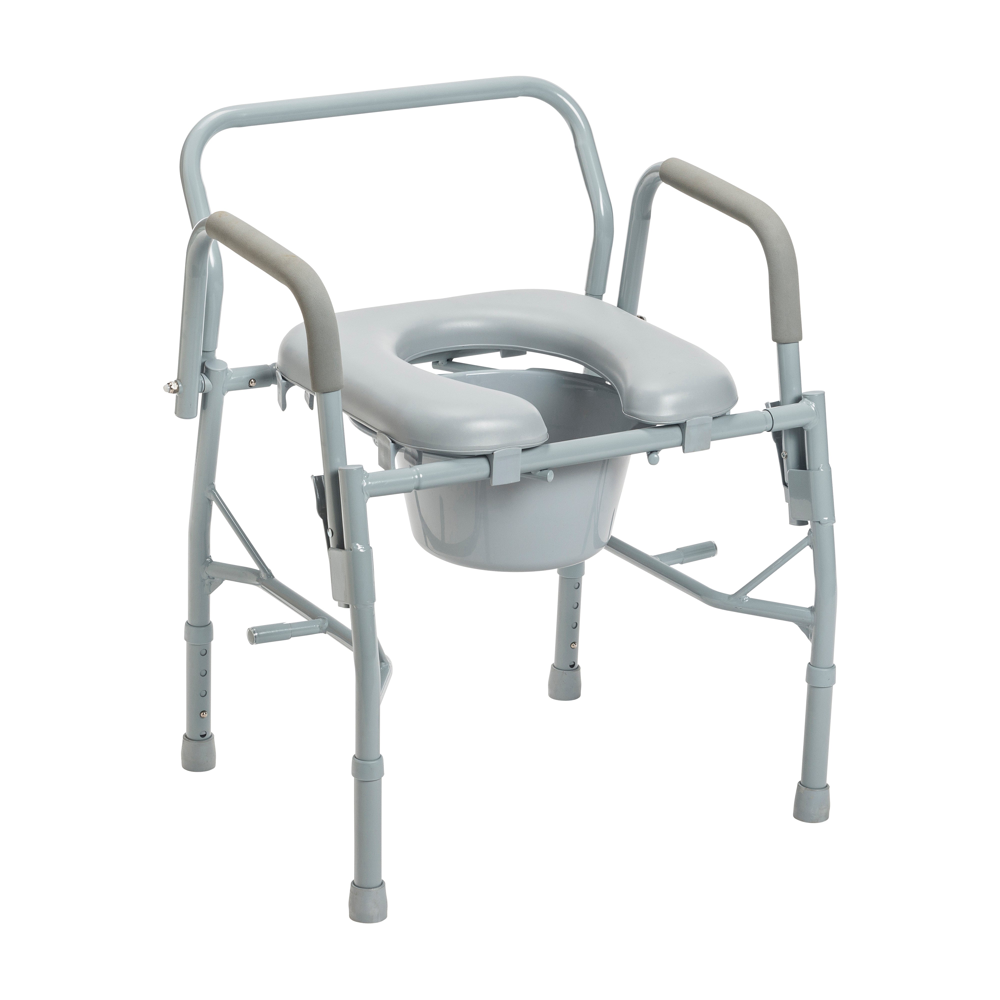 Steel Drop Arm Bedside Commode with Padded Seat and Arms Steel Drop Arm Bedside Commode with Padded Seat and Arms